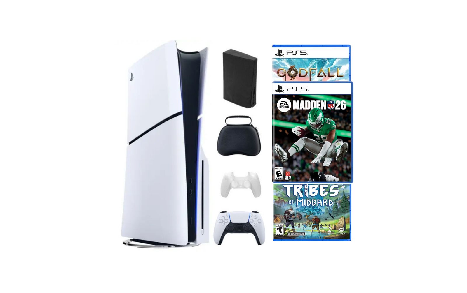 Sony Playstation 5 Slim Disc Bundle With Madden 26 Game and 2 Bonus Games and Accessories
