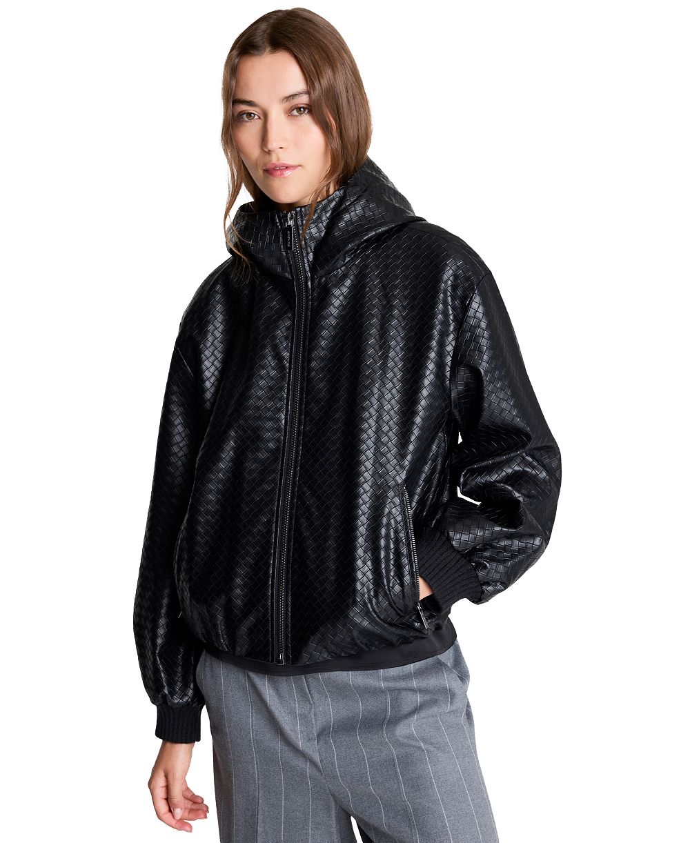 Женский бомбер Kenneth Cole с капюшоном из искусственной кожи