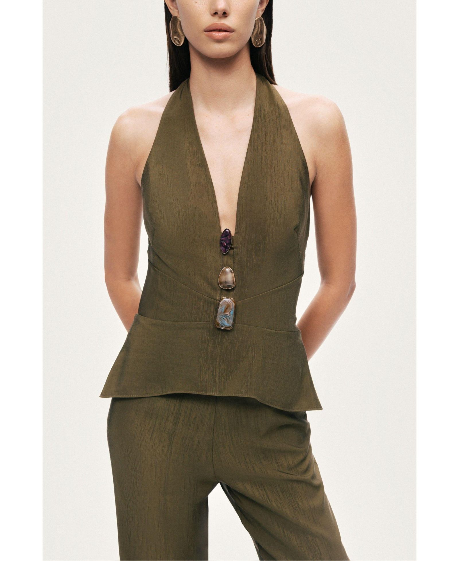 Женский топ NOCTURNE Halter Neck Peplum