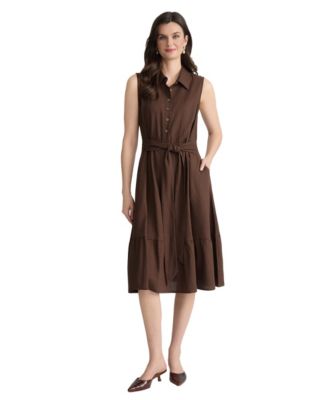 Jones New York Женская рубашка-платье Jones New York Petite Collared Neck Midi Shirt-Dress