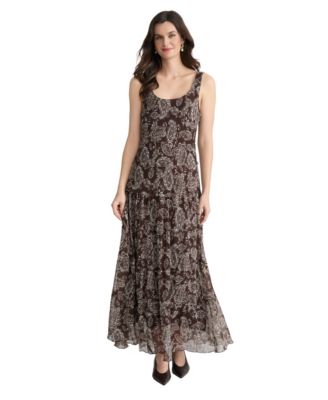 Jones New York Petite Printed Multi-Tier Maxi Dress