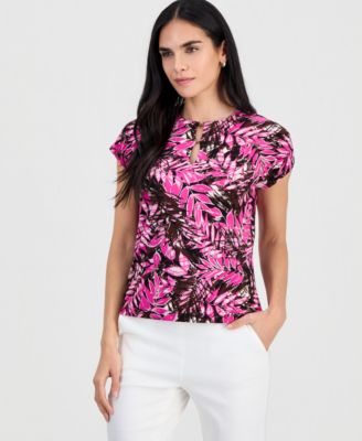 Jones New York Petite Printed Round-Neck Top