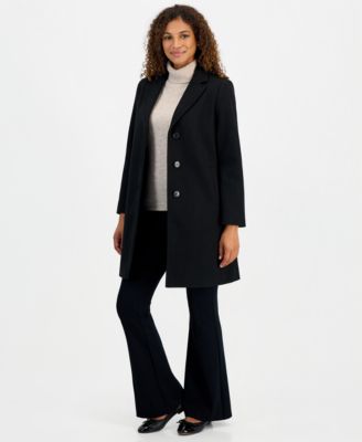 Calvin Klein Women's Single-Breasted Herringbone Walker Coat, Created for Macy's