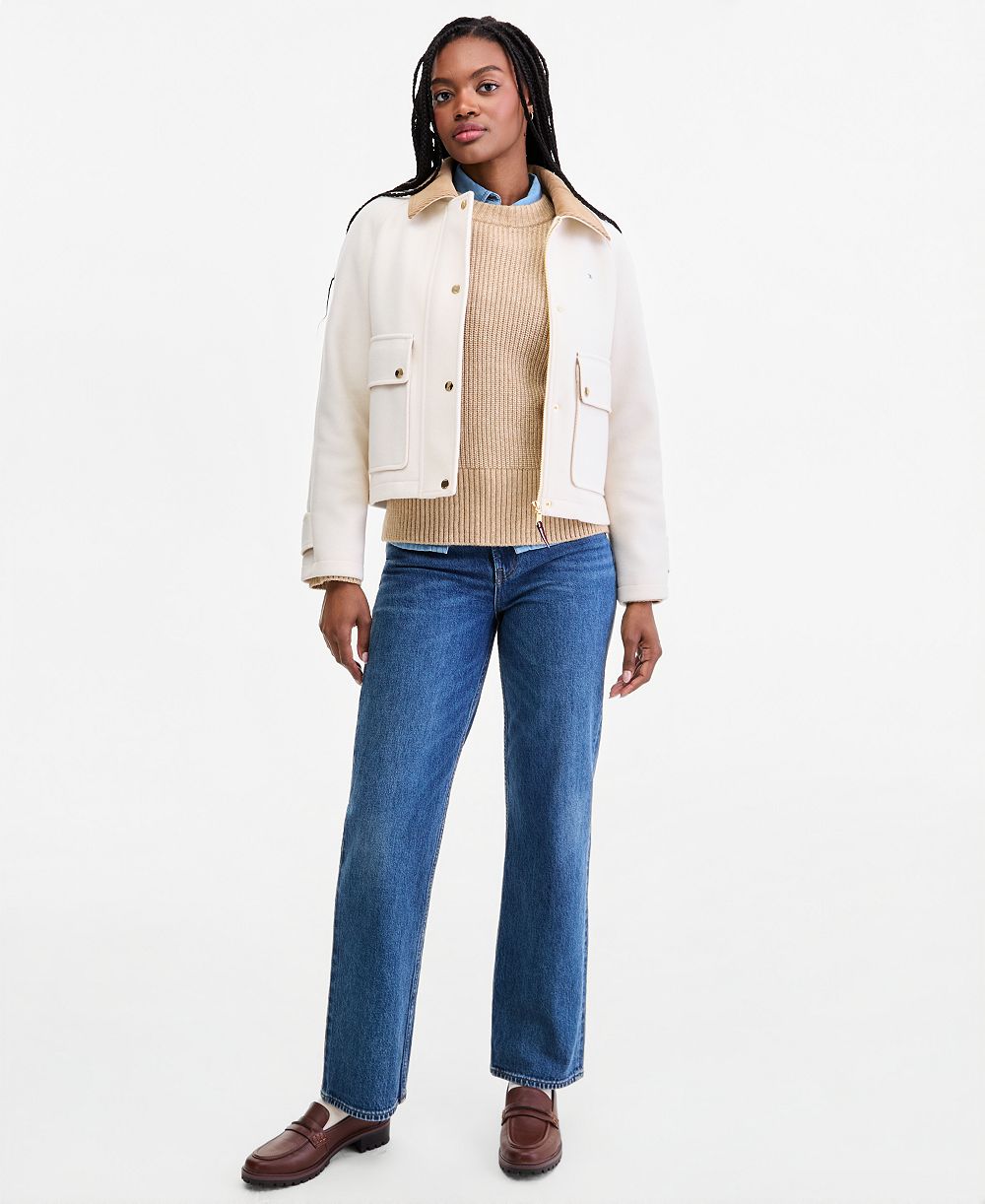 Tommy Hilfiger Women's Corduroy Collar Bomber Jacket