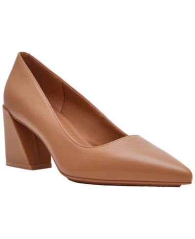 Anne Klein Women's Relena Pointed Toe Block Heel Leather Pumps