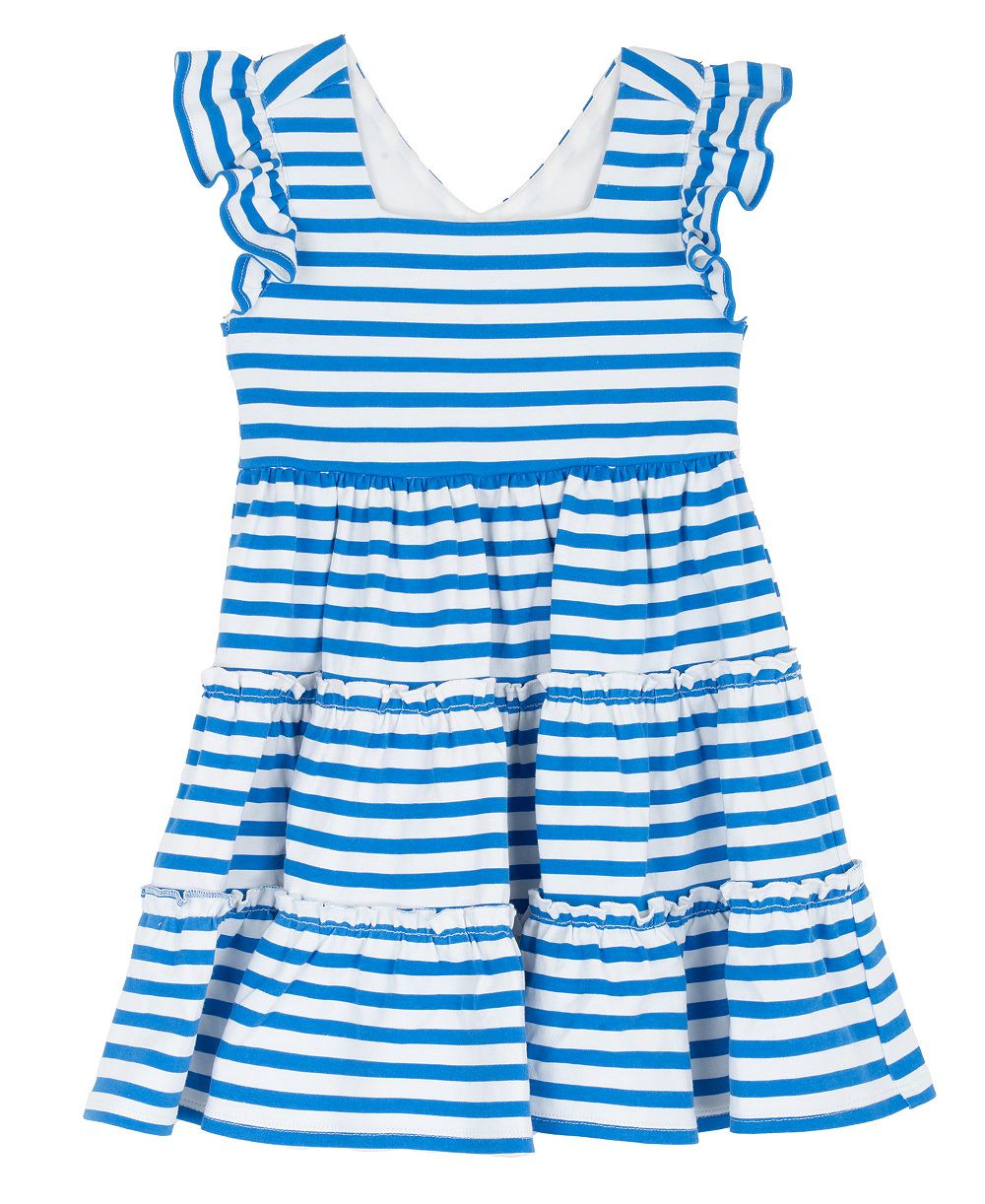 Детское платье Rare Editions 2T-6X Jersey Knit Stripe Flutter Sleeve Tiered