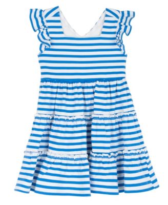 Детское платье Rare Editions 2T-6X Jersey Knit Stripe Flutter Sleeve Tiered