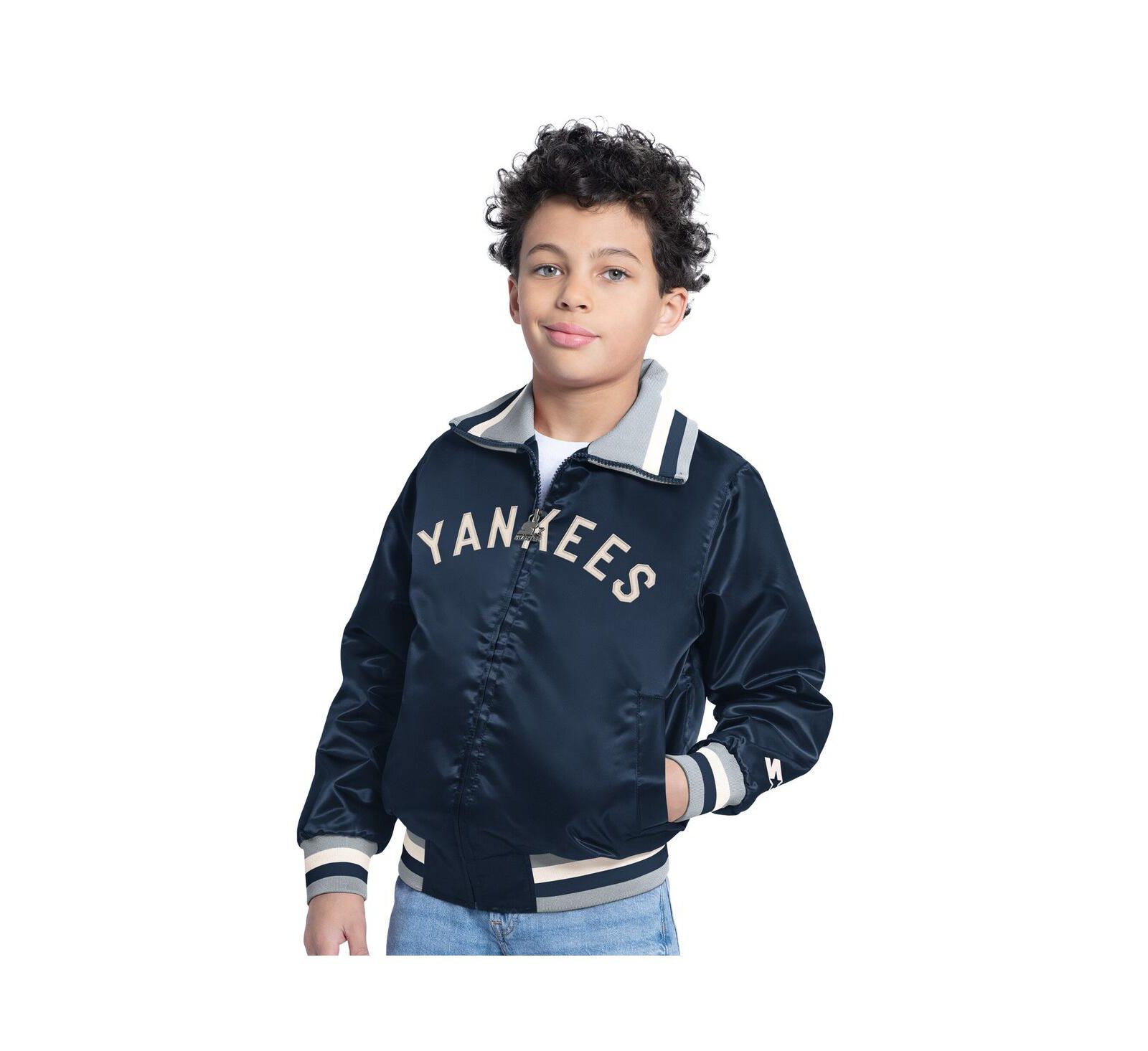 Детская куртка Starter Big Boys and Girls Navy New York Yankees The Captain Jr. Cooperstown Collection Full-Zip Varsity