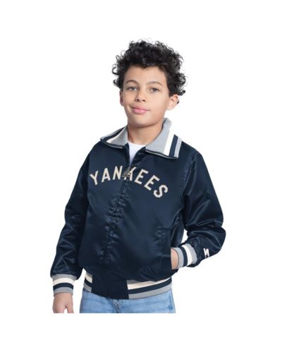 Детская куртка Starter Big Boys and Girls Navy New York Yankees The Captain Jr. Cooperstown Collection Full-Zip Varsity