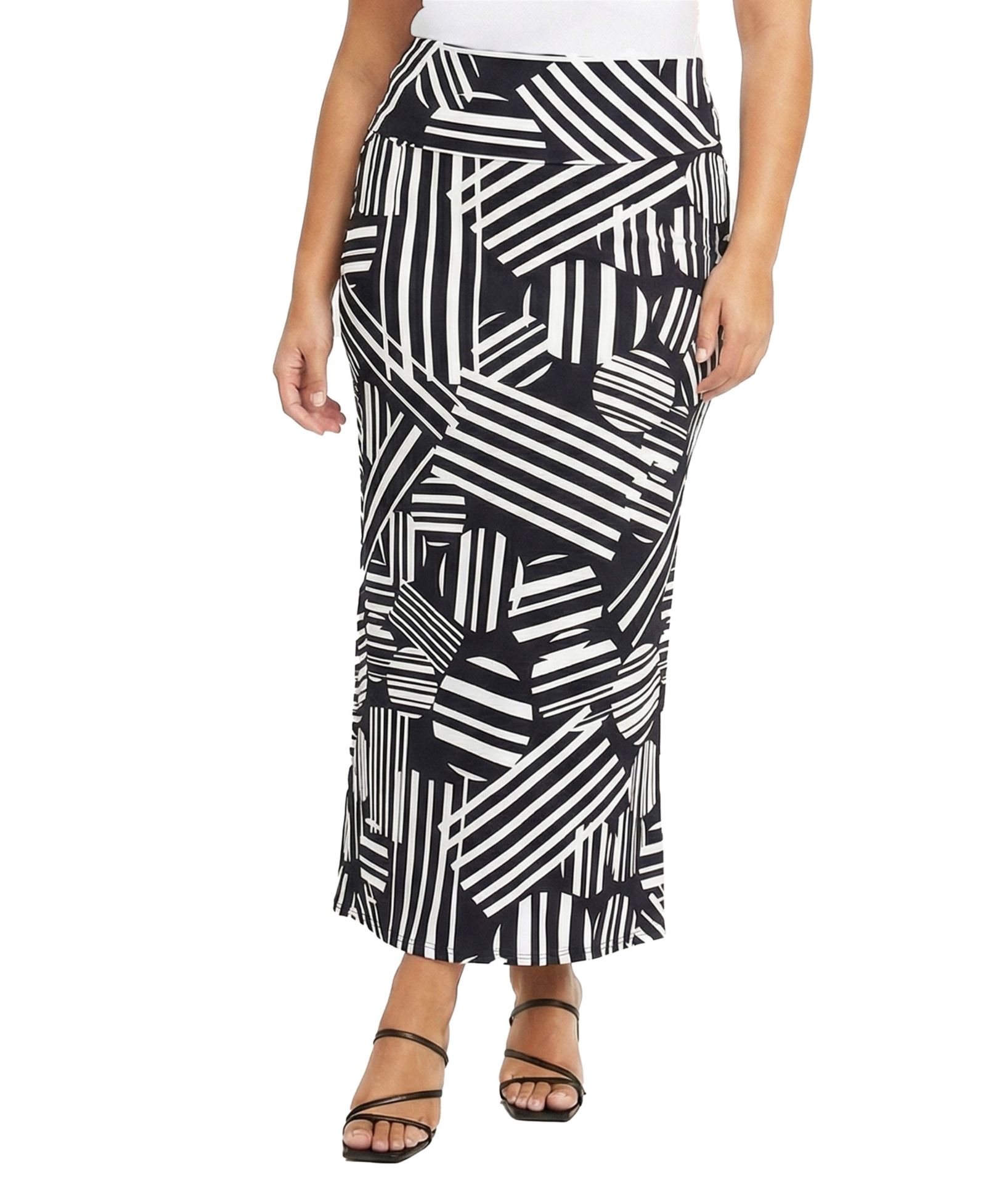 24seven Comfort Apparel Plus Size Foldover Waist Maxi Skirt