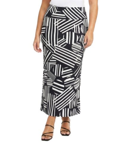 24seven Comfort Apparel Plus Size Foldover Waist Maxi Skirt