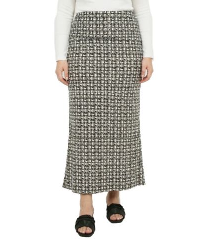 24seven Comfort Apparel Plus Size Essential Curvy Geometric Print Maxi Skirt