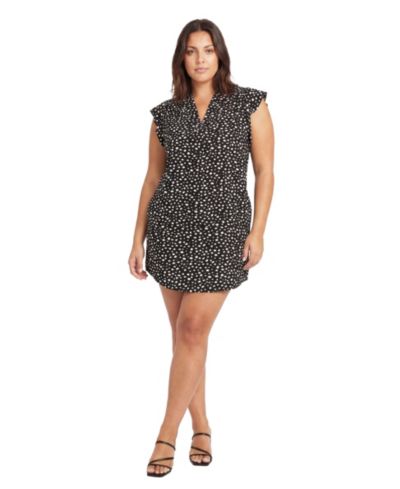 24seven Comfort Apparel Plus Size Essential Curvy Dot Print Shift Dress