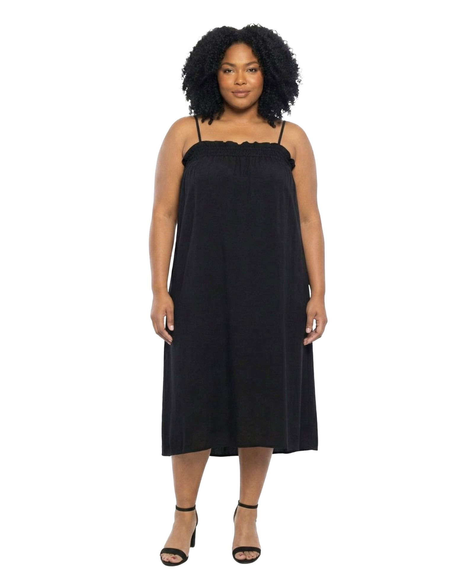 24seven Comfort Apparel Plus Size Essential Curvy Spaghetti Strap Maxi Dress