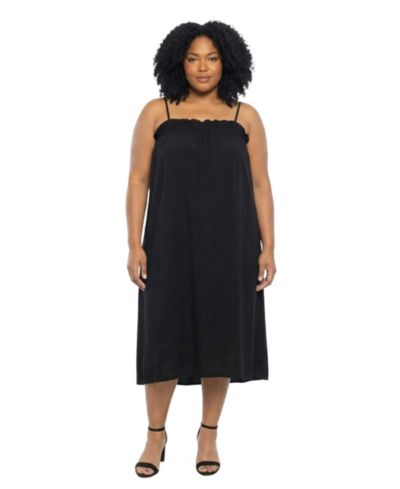 24seven Comfort Apparel Plus Size Essential Curvy Spaghetti Strap Maxi Dress