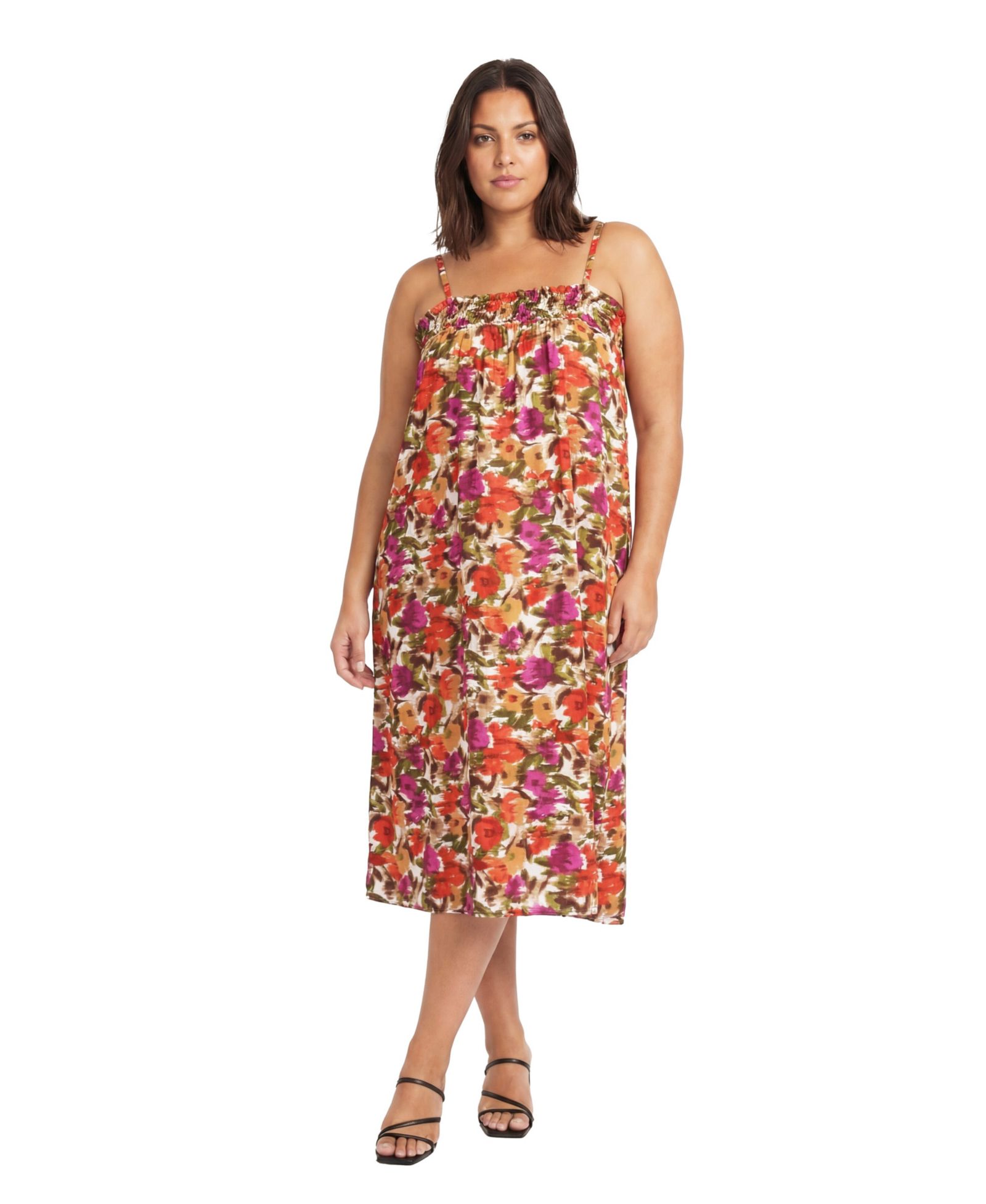 Женское платье 24seven Comfort Apparel Plus Size Essential Curvy Abstract Print Square Neck