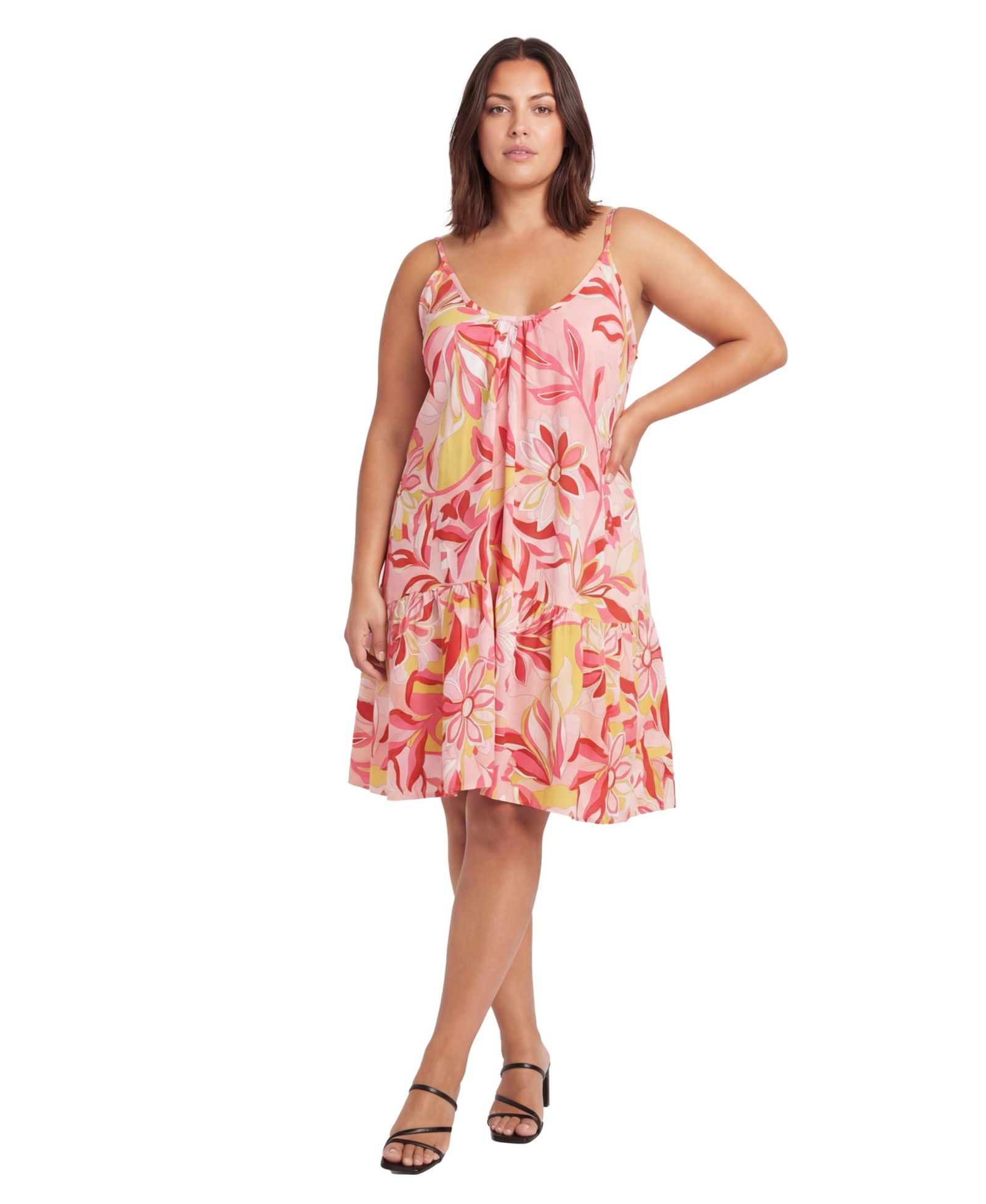 24seven Comfort Apparel Plus Size Essential Curvy Scoop Neck Dress