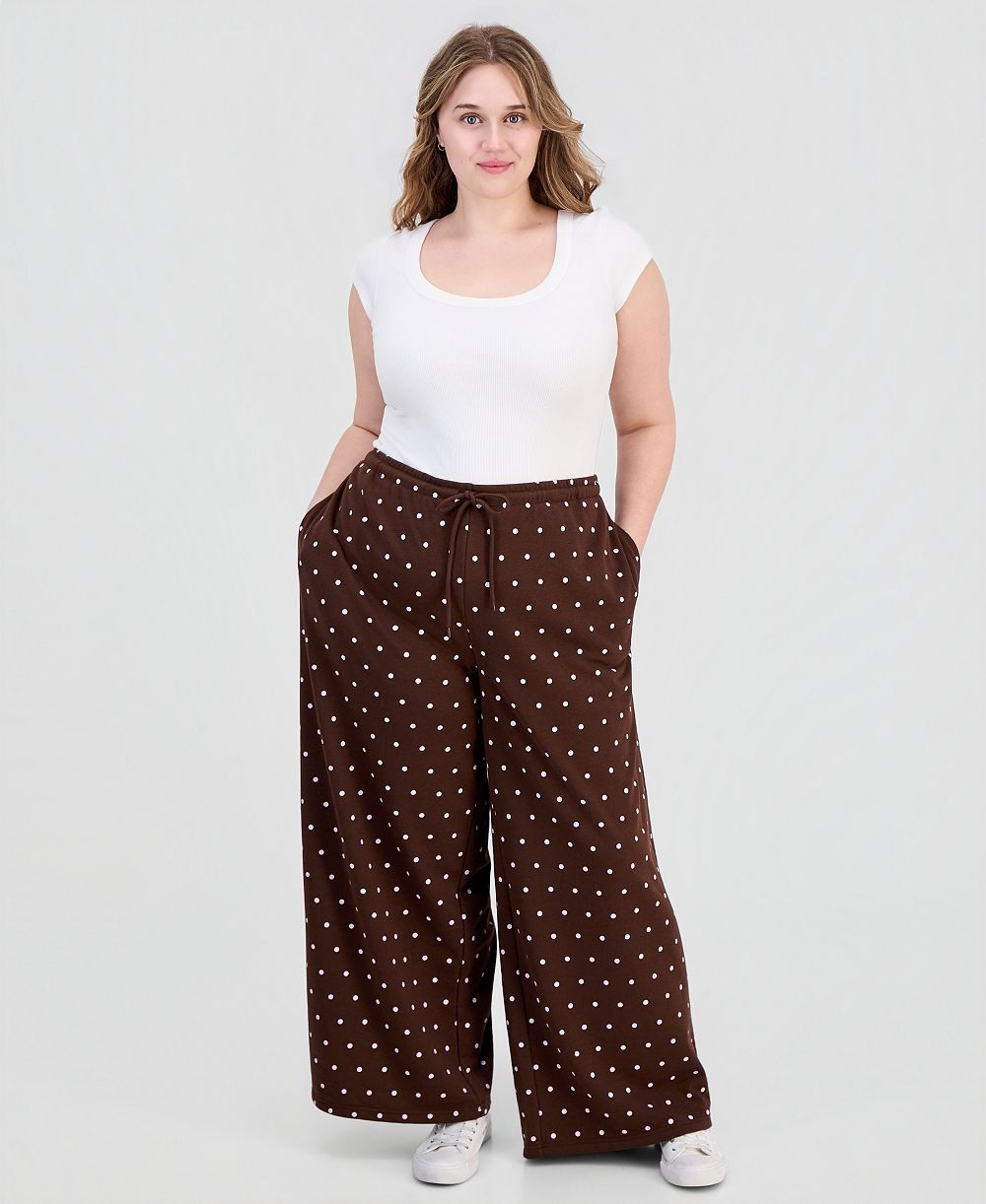 Rebel Veil Trendy Plus Size Wide-Leg Drawstring Sweatpants
