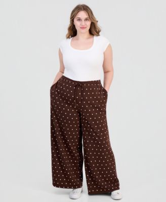 Rebel Veil Trendy Plus Size Wide-Leg Drawstring Sweatpants