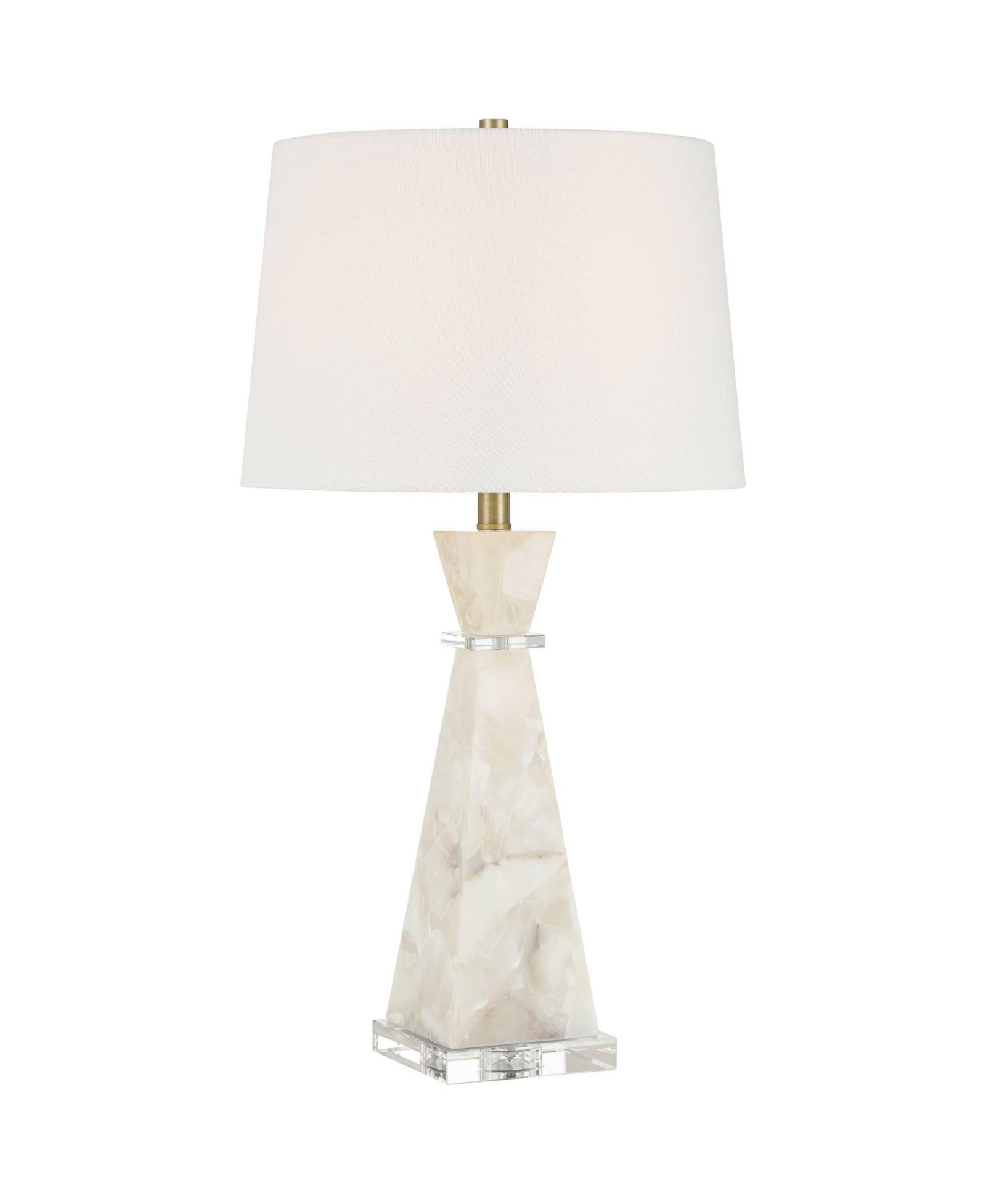 Possini Euro Design Marcy " Tall Modern Glam Table Lamp White Finish Alabaster Single Shade Living Room Bedroom Bedside