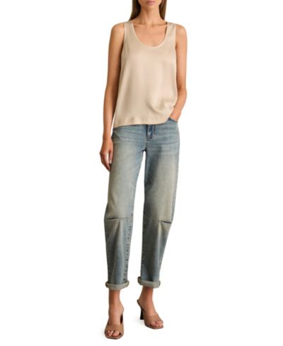 REISS Women's Ruby Silk-Front Cami Top