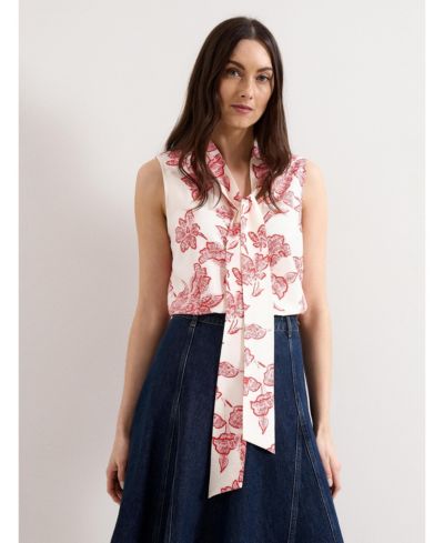 Phase Eight Women's Junie Tie Neck Sleeveless Blouse