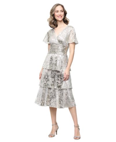SL Fashions Women's Lurex Short-Sleeve Dress