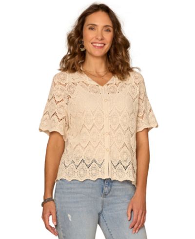 Democracy Petite Crochet Top с воротником