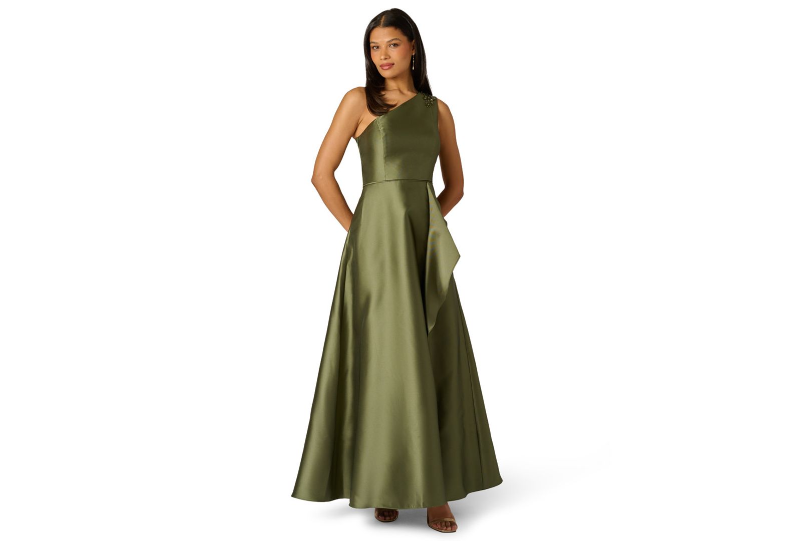 Adrianna Papell Petite One-Shoulder Ball Gown