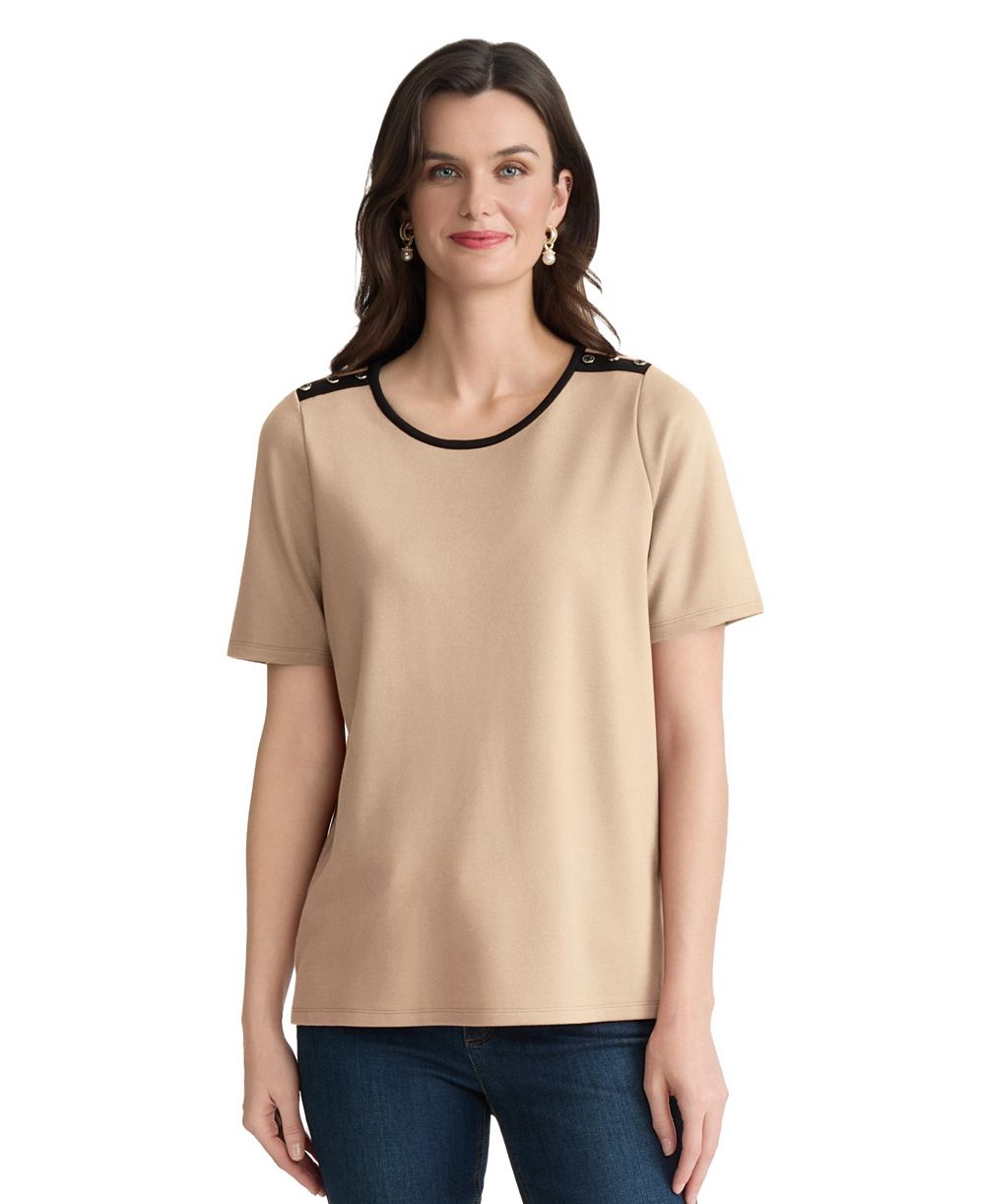Женская футболка Jones New York Color-Block Button Shoulder