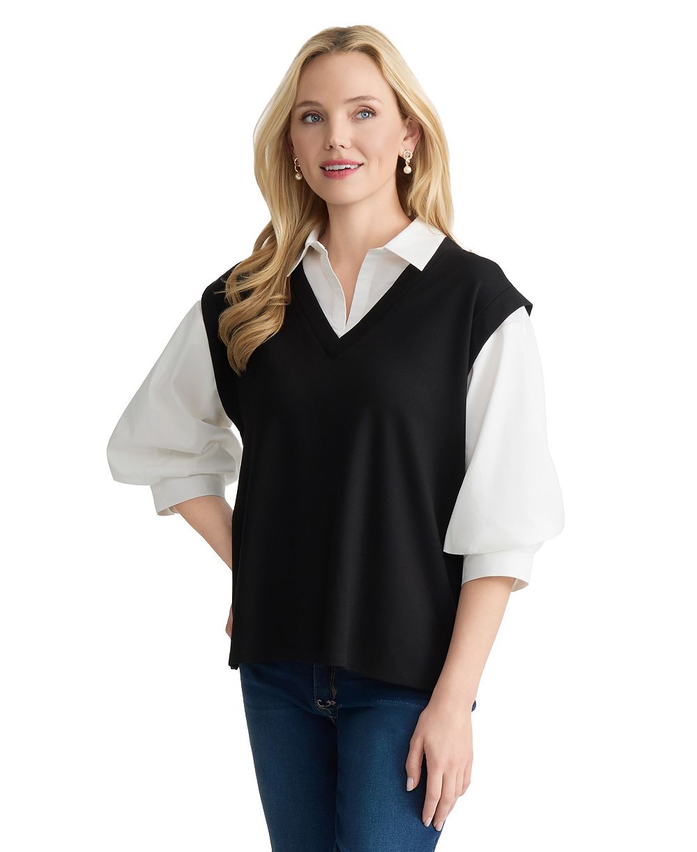 Женская рубашка с воротником Jones New York Collared Serenity Twofer Top