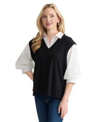 Женская рубашка с воротником Jones New York Collared Serenity Twofer Top
