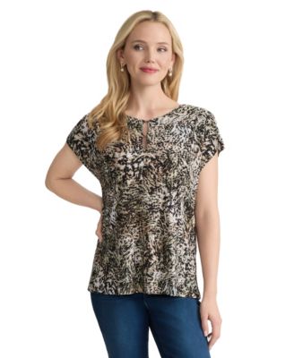 Jones New York Women's Boat Neck Extended Shoulder Top