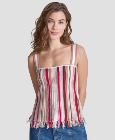 Топ-бендо DKNY Jeans Petite Pointelle Stitch Striped Sleeveless