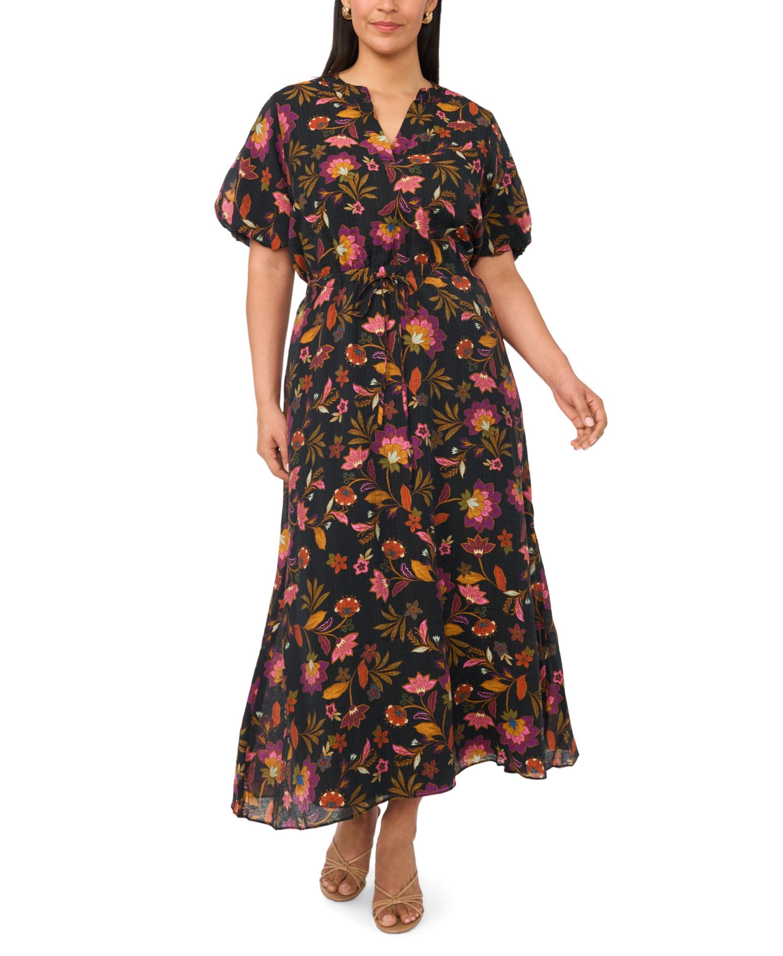 Vince Camuto Plus Size maxi платье с V-образным вырезом и пышными рукавами