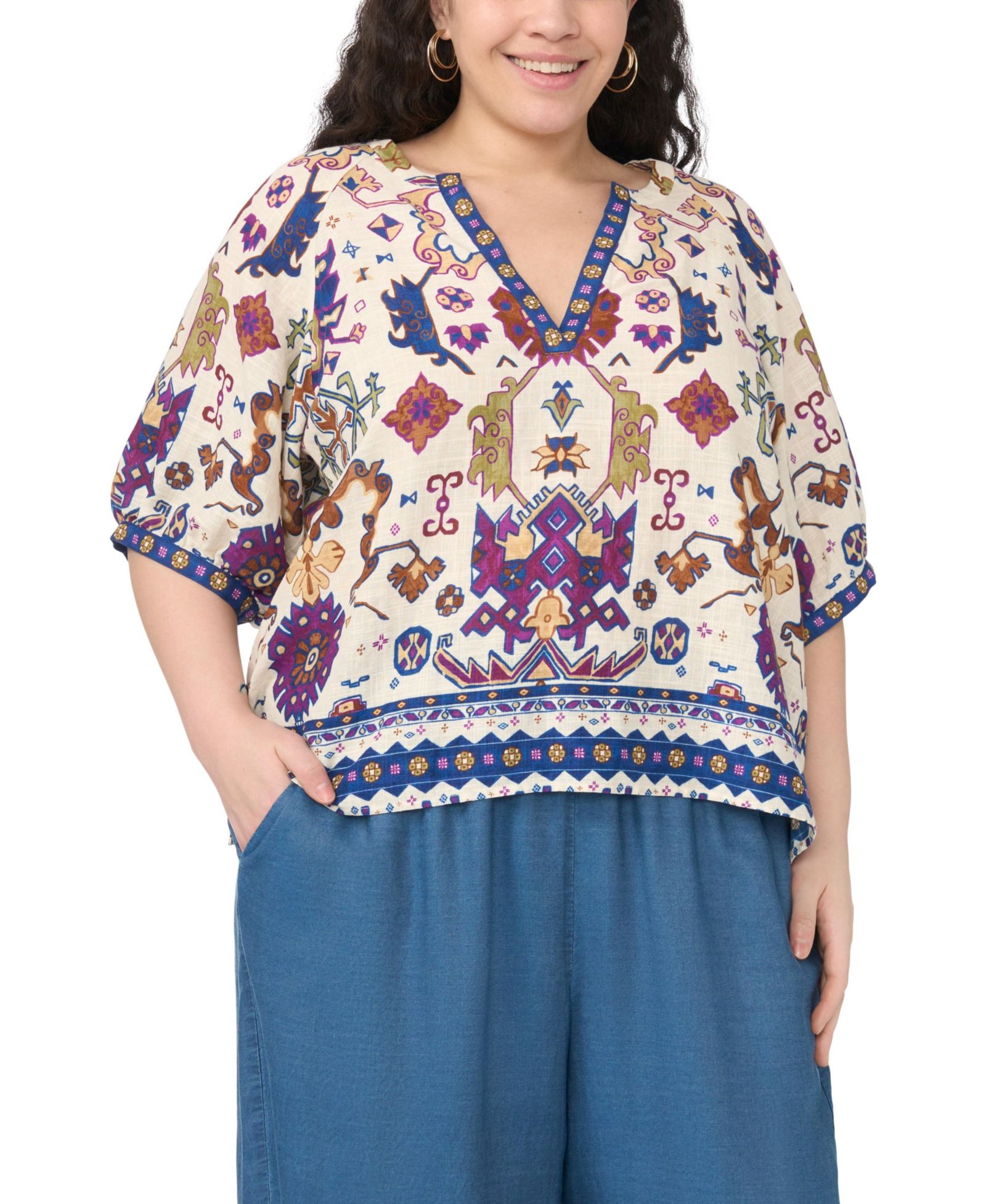 Vince Camuto Plus Size Split V-Neck Top