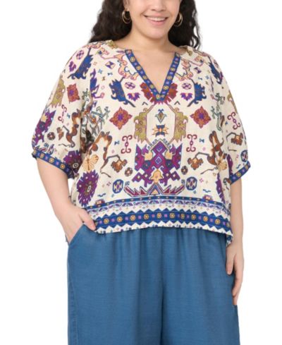 Топ Vince Camuto Plus Size Split V-Neck