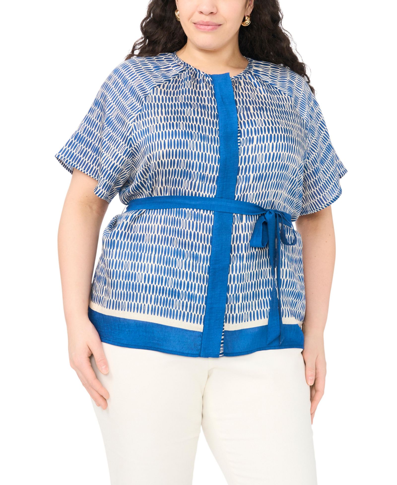 Женская блузка Vince Camuto Plus Size Crewneck Flutter-Sleeve