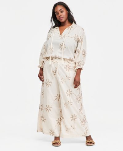 Брюки Plus Size Vince Camuto с широкими штанинами и эластичным поясом