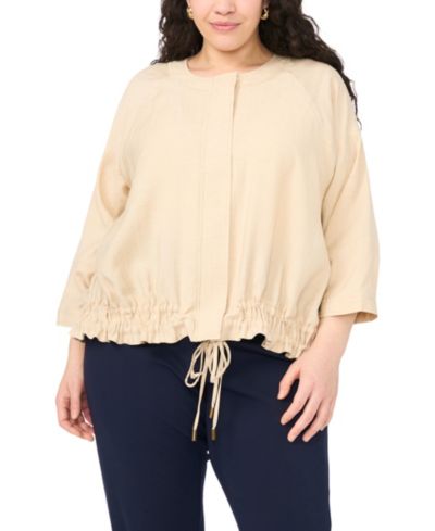 Vince Camuto Plus Size Crewneck Cinch Raglan Jacket