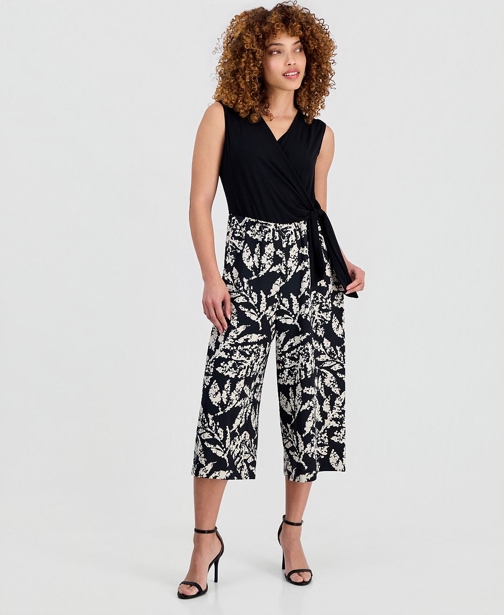 Connected Petite Colorblocked Cropped Jumpsuit