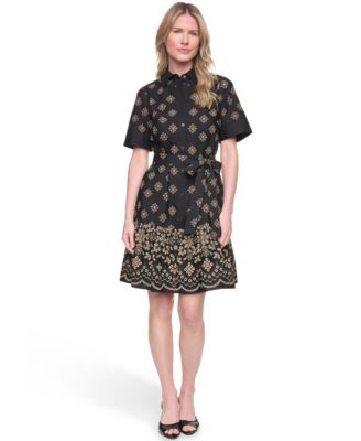 Jessica Howard Petite Short-Sleeve Fit and Flare Shirt-Dress