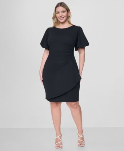 DKNY Платье-футляр с воротником-жемчужиной и рукавами-пузырями, Plus Size