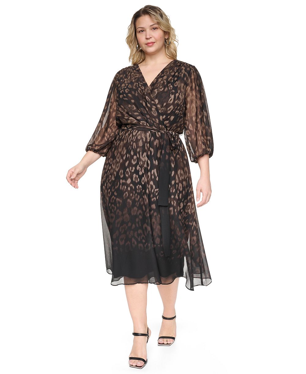 Женское платье DKNY Plus Size Printed V-Neck Midi