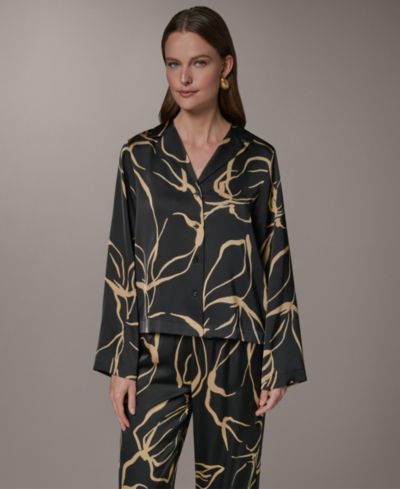 Donna Karan New York Petite длиннорукавный топ с воротником
