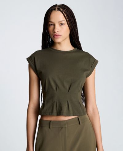 Kenneth Cole Women's Pleated Cotton T-Shirt