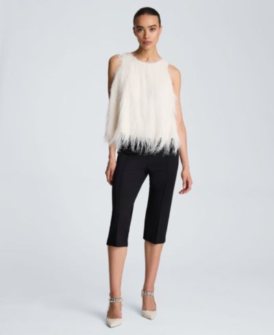 Kenneth Cole Women's Fringed Sleeveless Crewneck Tank Top