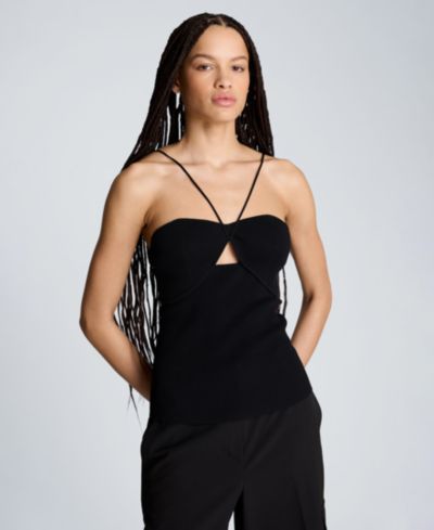Kenneth Cole Women's Ribbed Halter Neck Sweater
