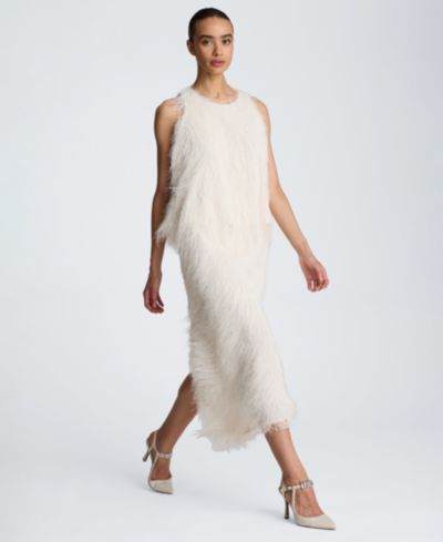 Kenneth Cole Women's Fringed Knit Pull-On Midi Skirt