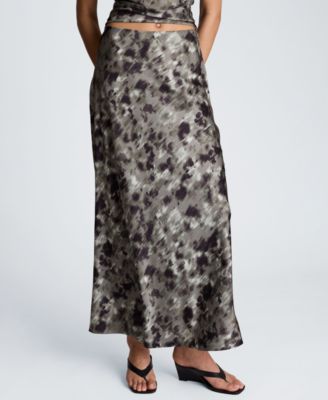 Kenneth Cole Women's Printed Satin Flared Maxi Skirt